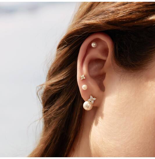  Luna Gaze - Oorstekers - Zilver / 14kt GP - Parel